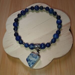Chunky Crystal Pendant Beaded Bracelet Handmade Handcrafted Witchcrafted